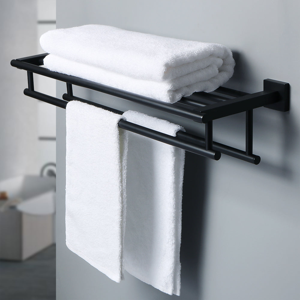 Alise Bathroom Lavatory Towel Rack Towel Shelf with Two Towel Bars Wal –  Alisen Home