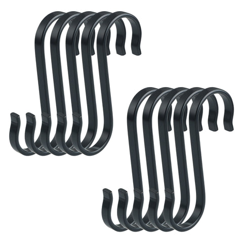 Alise SUS304 Stainless Steel "S" Hooks for Hanging Kitchen Ware Plants Towels,Black Finish Pack of 10,GJF001SB-10P