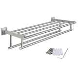 Alise 28-Inch Bathroom Lavatory Towel Rack Towel Shelf with Two Towel Bars Wall Mount Towel Holder SUS 304 Stainless Steel Brushed Nickel,GZ8070-LS