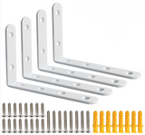 Alise 4mm-Thicker Heavy Duty Stainless Steel Bracket Floating Shelf Brackets Corner Brace Support 6x4 Inch,4 Pcs White Finish,J5217W-4P