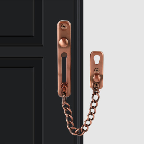 Alise Chain Door Guard with Spring Anti-Theft Press Lock,Stainless Steel Red Bronze Finish, FD9000-R