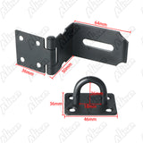 Alise Right Angle Padlock Hasp Security Door Clasp Hasp Lock Latch,Stainless Steel Matte Black Finish, MS9KB-4