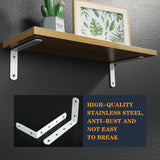 Alise 8 Pcs Floating Shelf Bracket Stainless Steel Brackets Heavy Duty Corner Brace Support Wall Hanging 5x3 Inch,Bright White Finish