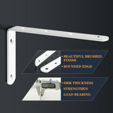 Alise 8 Pcs Floating Shelf Bracket Stainless Steel Brackets Heavy Duty Corner Brace Support Wall Hanging 5x3 Inch,Bright White Finish