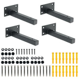 Alise 6-Inch Shelf Brackets Heavy Duty T Brackets for Floating Shelves Boards Wall Hanging Support,Black Finish（Pack of 4），JT150B-4P
