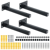 Alise 8-Inch Shelf Brackets Heavy Duty"T" Brackets for Floating Shelves Boards Wall Hanging Support,Black Finish（Pack of 4）,JT200B-4P