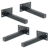 Alise 6-Inch Shelf Brackets Heavy Duty T Brackets for Floating Shelves Boards Wall Hanging Support,Black Finish（Pack of 4），JT150B-4P