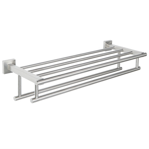 Alise Bathroom Lavatory Towel Rack Towel Shelf with Two Towel Bars Wall Mount Holder,24-Inch SUS 304 Stainless Steel Brushed Nickel,GZ8000-LS