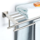 Alise Bathroom Lavatory Towel Rack Towel Shelf with Two Towel Bars Wall Mount Holder,24-Inch SUS 304 Stainless Steel Brushed Nickel,GZ8000-LS