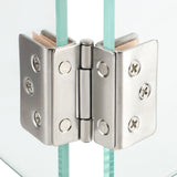 Alise Double Glass Doors Hinge Cupboard Showcase Wine Cabinet Clamp Ambry Gate Hinges Replacement Parts Stainless Steel Brushed Nickel 2 Pcs,BL6001-2P