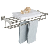 Alise 28-Inch Bathroom Lavatory Towel Rack Towel Shelf with Two Towel Bars Wall Mount Towel Holder SUS 304 Stainless Steel Brushed Nickel,GZ8070-LS