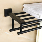 Alise 28-Inch Bathroom Lavatory Towel Rack Towel Shelf with Two Towel Bars Wall Mount Holder SUS 304 Stainless Steel Matte Black,GZ8070-B