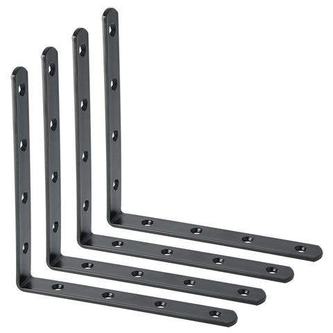 Alise 6x6 Inch Stainless Steel Shelf Bracket Heavy Duty Brackets for Floating Shelves Boards Wall Hanging Support,Black Finish 4 Pcs,JM150B-4P