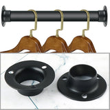 Alise 2 Pcs Stainless Steel Shower Closet Rod Set Holder Flange Socket Bracket Support 1 Inch Dia,Black,FL3001B-2P