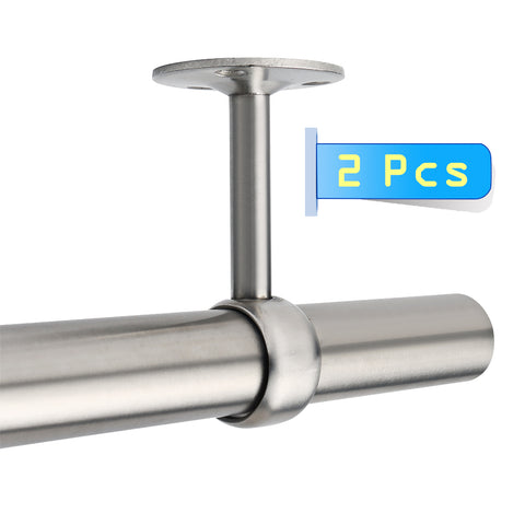 Alise 1-Inch Dia Shower Curtain Closet Rod Holder Pipe Flange Socket Ceiling Mount Bracket Pipe Fitting Parts Supports,2 Pcs SUS304 Stainless Steel Brushed Finish(Don't Include Rods)