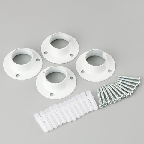 Alise 1-Inch Dia Shower Closet Rod Set Holder Flange Pipe Socket Bar Bracket Supports,Stainless Steel White 4 Pcs,FL3001W-4P