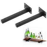 Alise 8-Inch Stainless Steel Shelf Brackets Heavy Duty"T" Brackets for Floating Shelves Boards Wall Hanging Support,Black Finish（Pack of 2）,JT200B-2P