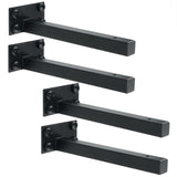 Alise 8-Inch Shelf Brackets Heavy Duty"T" Brackets for Floating Shelves Boards Wall Hanging Support,Black Finish（Pack of 4）,JT200B-4P