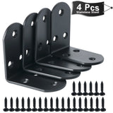 Alise 4 Pcs Shelf Bracket Stainless Steel Brackets Heavy Duty Corner Brace Support Fastener Wall Hanging,J3208B-4P Black,J3208B-4P