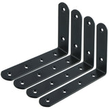Alise Floating Shelf Bracket Widened and Thickened Stainless Steel Brackets Heavy Duty Corner Brace Support Wall Hanging 6x4Inch,4Pcs Black Finish,J150X25B-4P