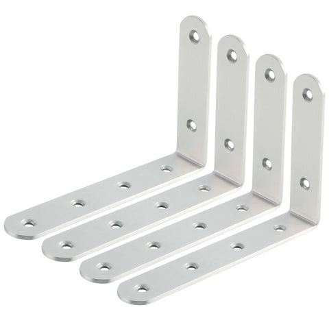Alise Floating Shelf Bracket Widened and Thickened Stainless Steel Brackets Heavy Duty Corner Brace Support Wall Hanging 6x4Inch,4Pcs Brushed Nickel ,J150X25LS-4P