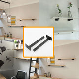 Alise 8-Inch Stainless Steel Shelf Brackets Heavy Duty"T" Brackets for Floating Shelves Boards Wall Hanging Support,Black Finish（Pack of 2）,JT200B-2P