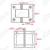 Alise Heavy Duty 180 Degree Glass Door Cupboard Showcase Cabinet Clamp Glass Shower Doors Hinge Replacement Parts,Stainless Steel Brushed Finish,BL6600