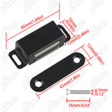 Alise 8-Pack Black Door Magnetic Catch,Cabinet Furniture Closet Catches Latch with Strong Magnetic,Made of Stainless Steel,CAT001B-8P