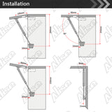Alise 100N/22.5lb Up Opening Pneumatic Support,Metal Head Gas Strut,Gas Spring,Lid Support,Gas Shocks,Lift Support,Lid Stay,4 Pcs,HC9100-4P